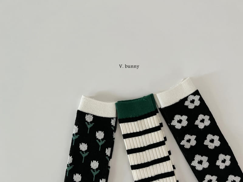 V Bunny - Korean Children Fashion - #childrensboutique - Flower Socks Set - 2