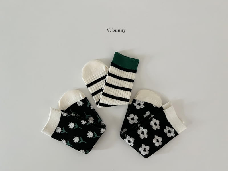 V Bunny - Korean Children Fashion - #designkidswear - Flower Socks Set - 3