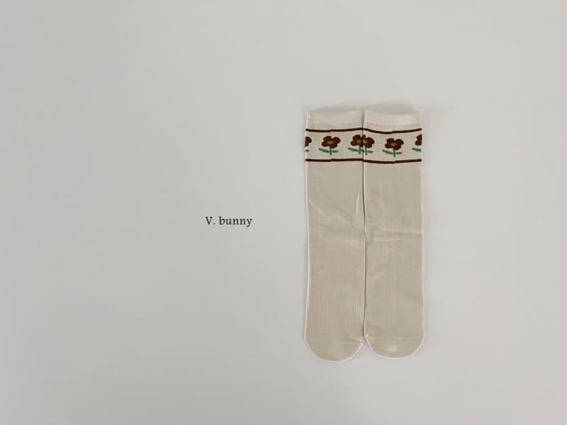 V Bunny - Korean Children Fashion - #discoveringself - Beige Flower Socks Set - 2