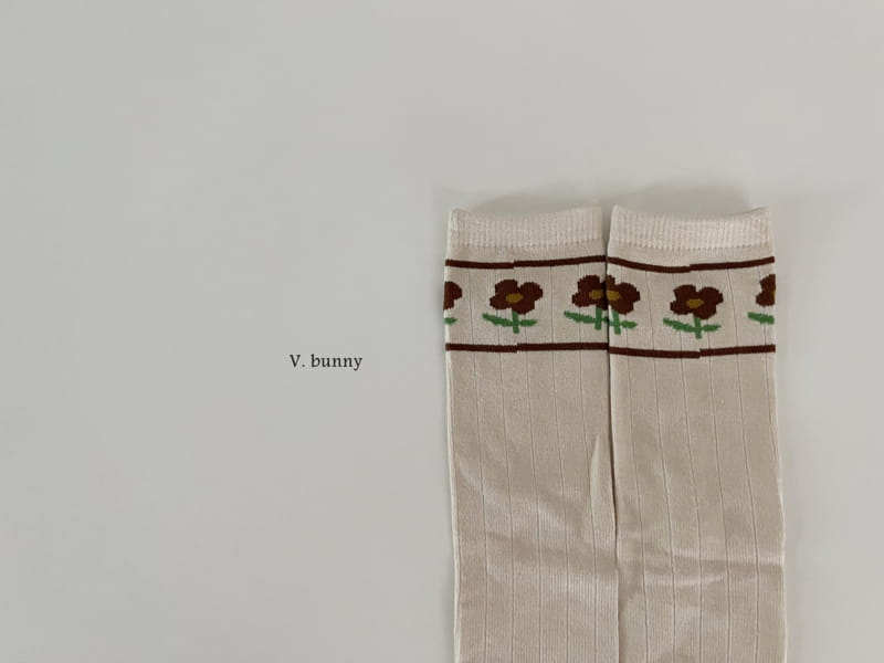 V Bunny - Korean Children Fashion - #fashionkids - Beige Flower Socks Set - 3