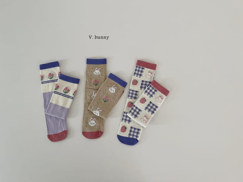 V Bunny - Korean Children Fashion - #fashionkids - Cookie Socks Seteck Strawberry Socks Set