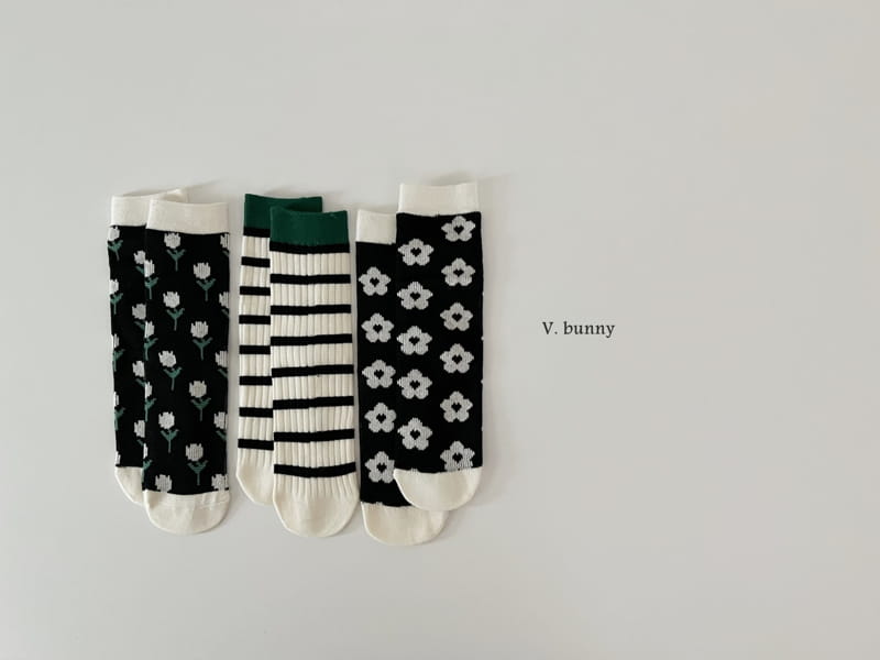 V Bunny - Korean Children Fashion - #littlefashionista - Flower Socks Set - 10