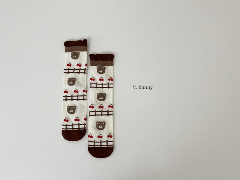 V Bunny - Korean Children Fashion - #toddlerclothing - Cherry Socks Set - 5