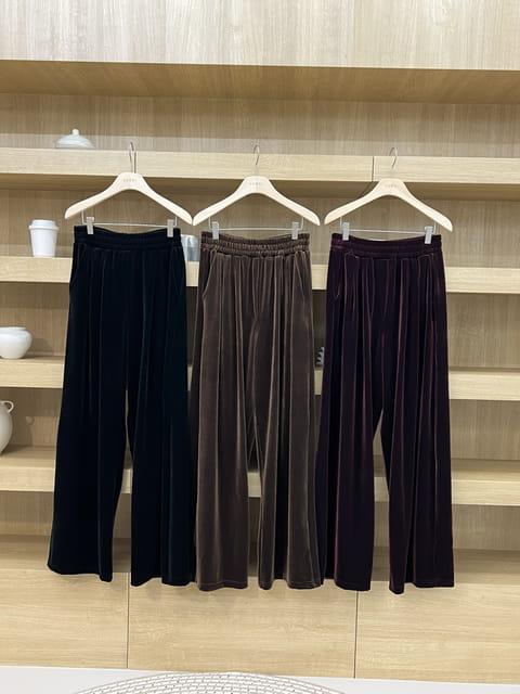 Verni - Korean Women Fashion - #momslook - Velvet Pants - 3