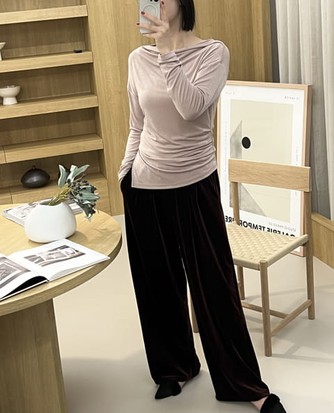 Verni - Korean Women Fashion - #momslook - Velvet Pants - 4