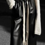 drawstring leather wide culottes trousers