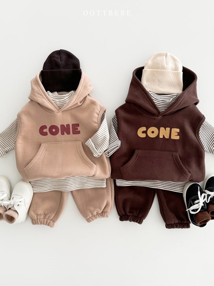 Corn Three Hoody Vest Muffler Pants Set