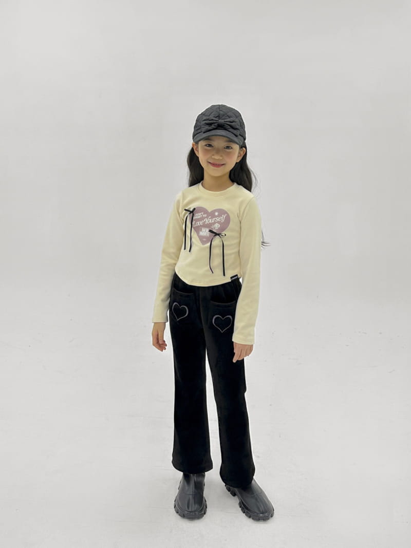 A-Market - Korean Children Fashion - #discoveringself - Heart Velvet Pants - 3