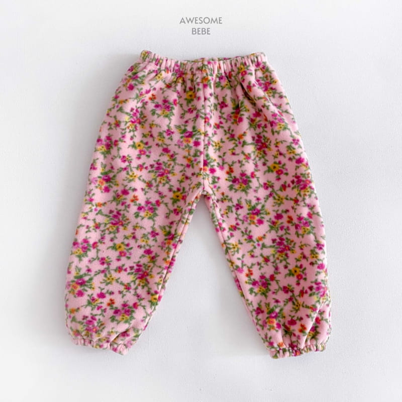 Awesome Bebe - Korean Children Fashion - #discoveringself - Flower Fleece Pants - 2