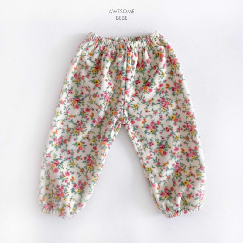 Awesome Bebe - Korean Children Fashion - #fashionkids - Flower Fleece Pants - 4