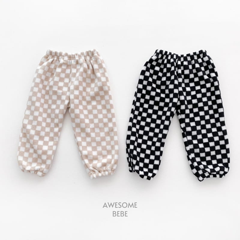 Awesome Bebe - Korean Children Fashion - #kidsshorts - Check Board Fleece Pants - 2