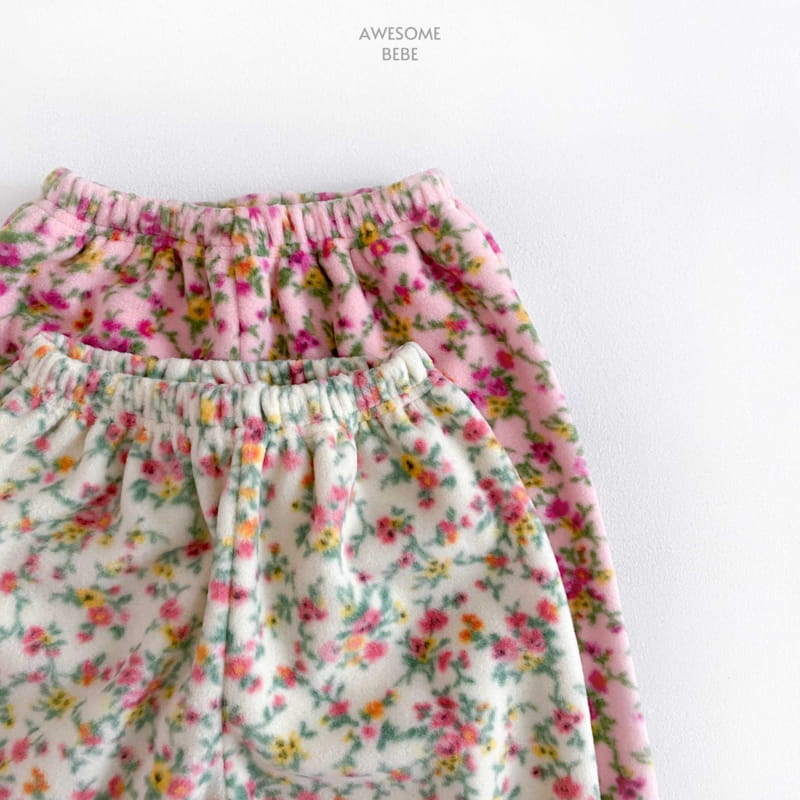 Awesome Bebe - Korean Children Fashion - #littlefashionista - Flower Fleece Pants - 8