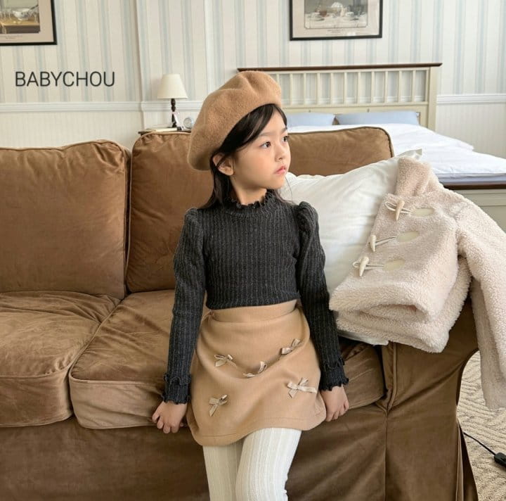 Babychou - Korean Children Fashion - #childofig - Check Ribbon Skirt - 2