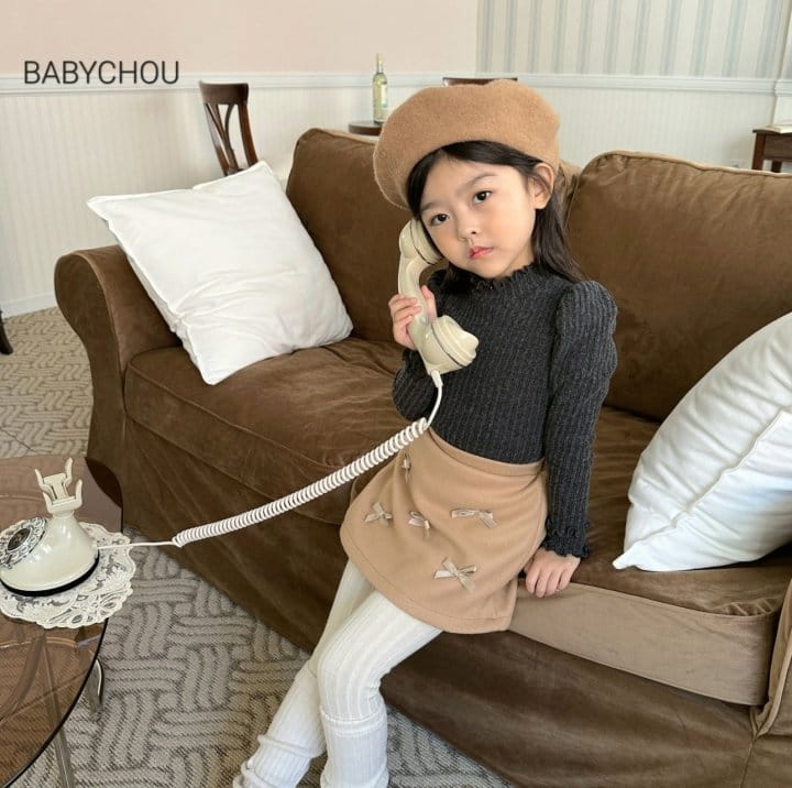 Babychou - Korean Children Fashion - #childofig - Check Ribbon Skirt - 3