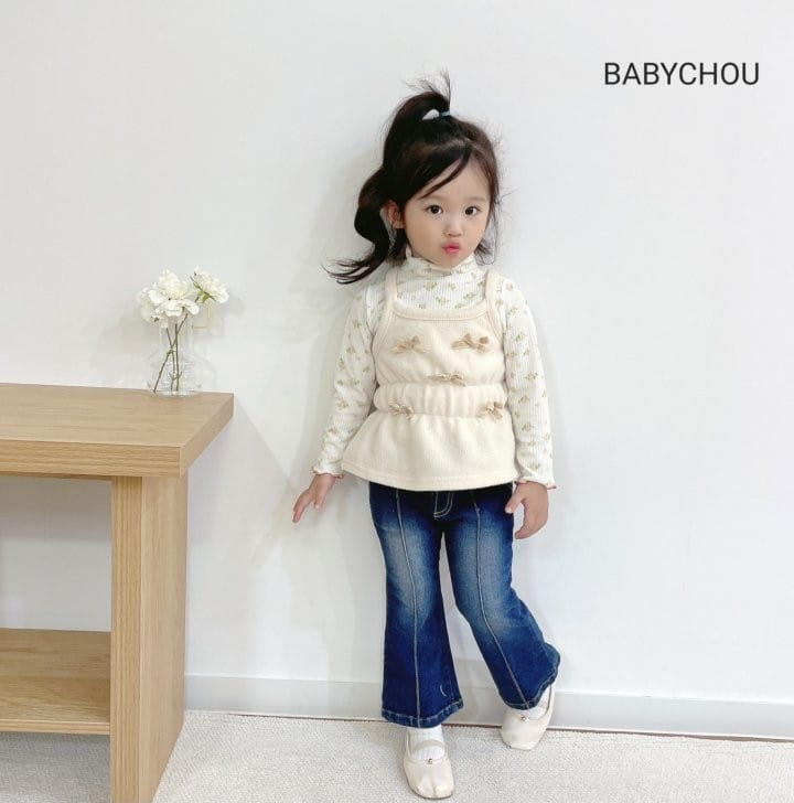 Babychou - Korean Children Fashion - #magicofchildhood - Ribbon Denim Bootscut - 8