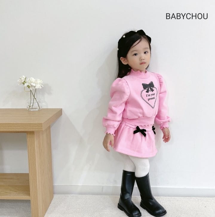 Babychou - Korean Children Fashion - #minifashionista - Ribbon Top Bottom Set - 3