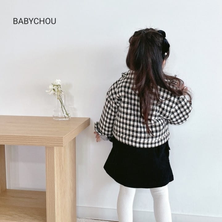 Babychou - Korean Children Fashion - #prettylittlegirls - Shy Check Jumper - 12