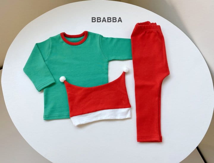 Bbabba - Korean Baby Fashion - #babyboutique - X Mas Top Bottom Hat Set - 2