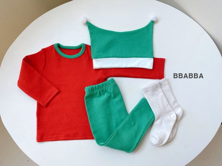 Bbabba - Korean Baby Fashion - #babyfever - X Mas Top Bottom Hat Set - 6