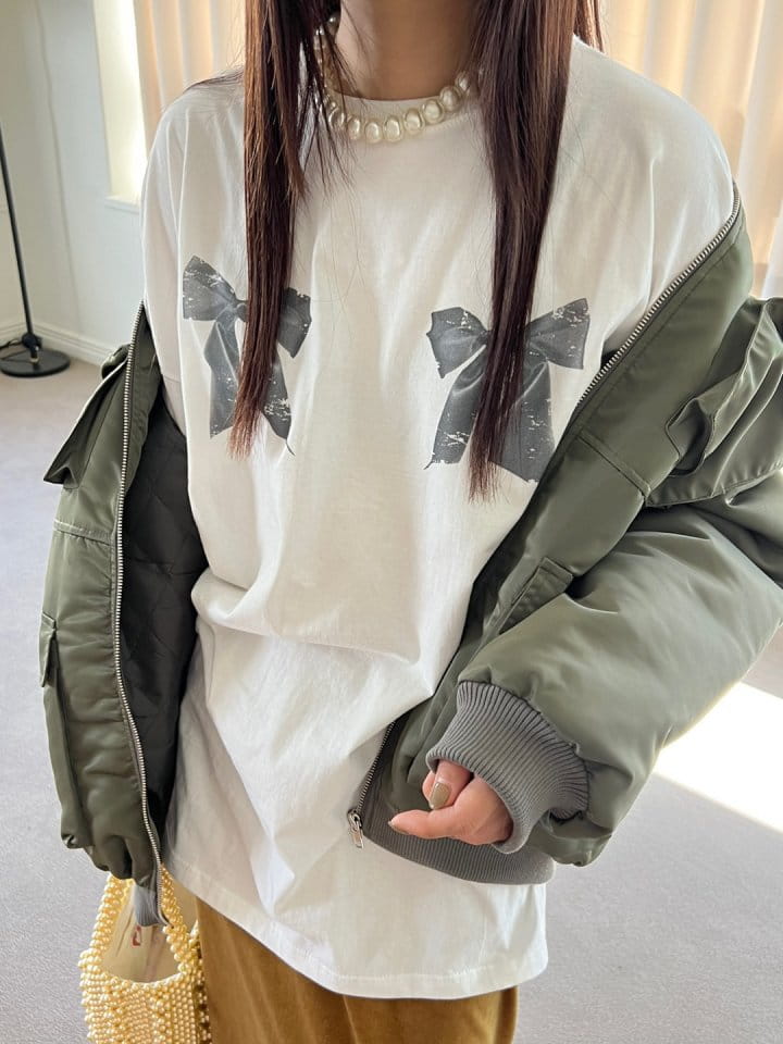 Bricklane - Korean Women Fashion - #womensfashion - Ribbon Fleece Tee - 7