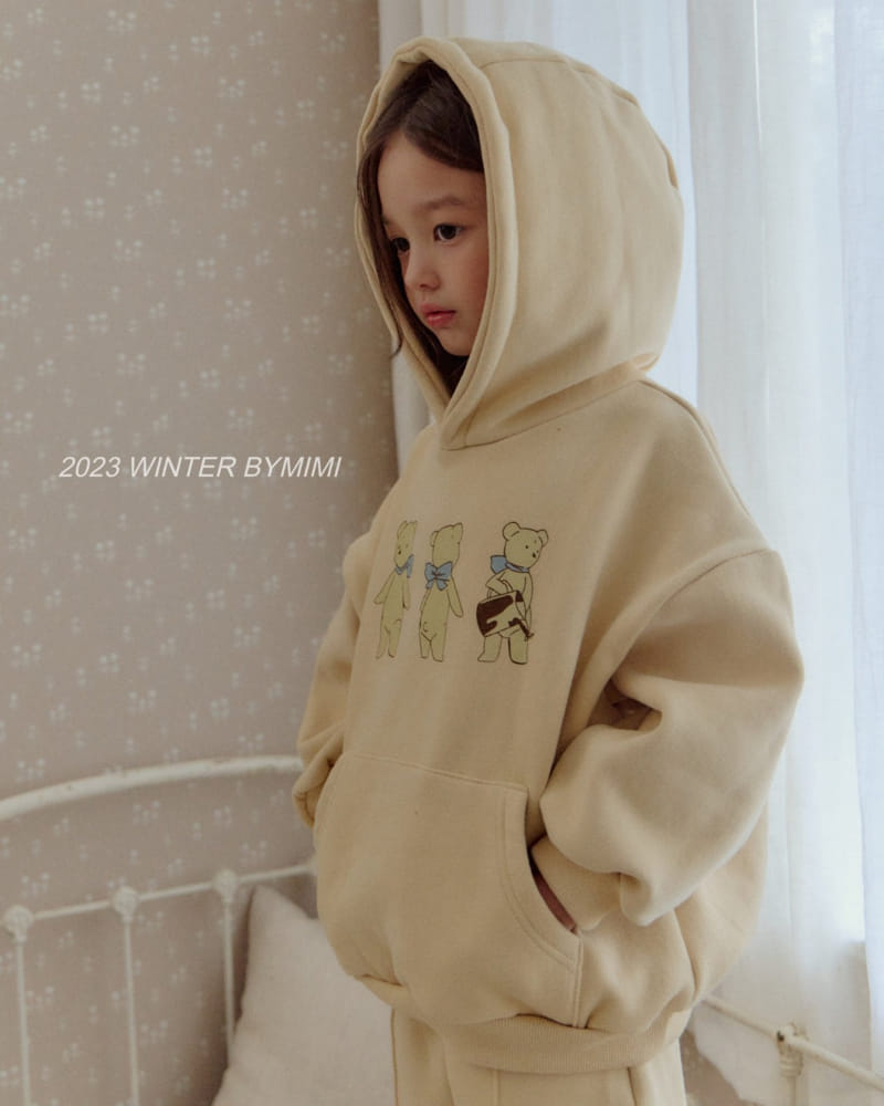 Bymimi - Korean Children Fashion - #kidsshorts - Bear Three Hoody Tee