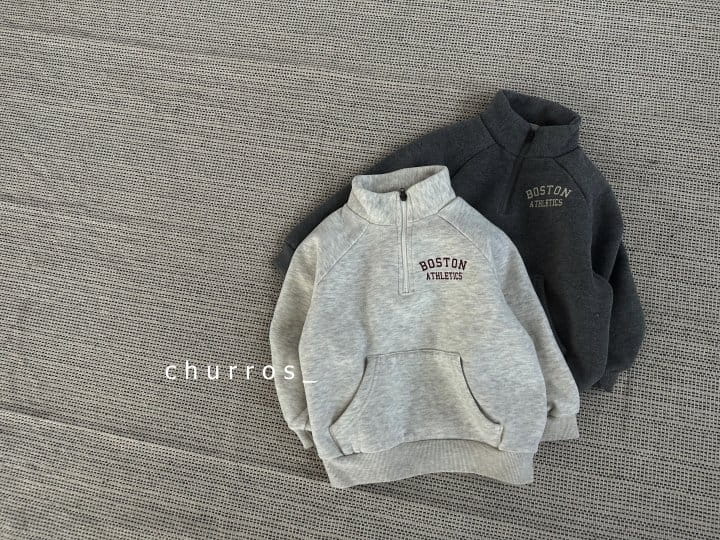 Churros - Korean Children Fashion - #minifashionista - Boston Half Zip-up Sweatshirt