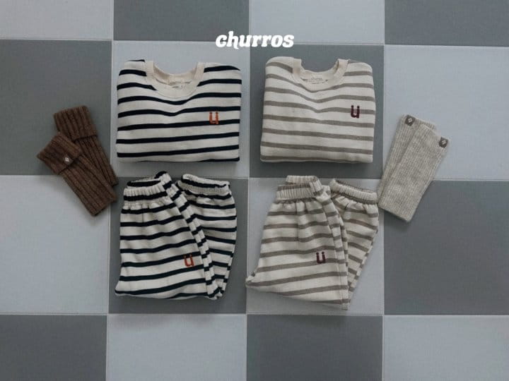 Churros - Korean Children Fashion - #prettylittlegirls - U Stripes Sweatshirt