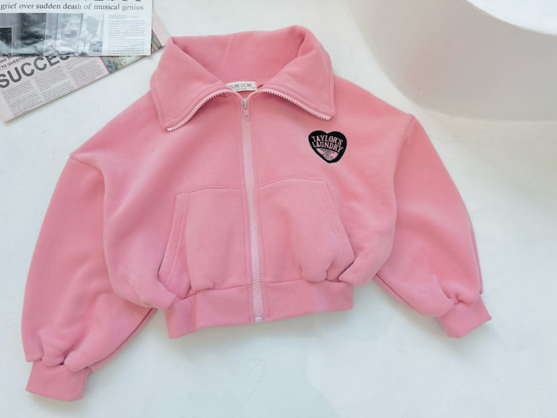 Dore Dore - Korean Children Fashion - #designkidswear - Heart Crop Fleece Zip-up