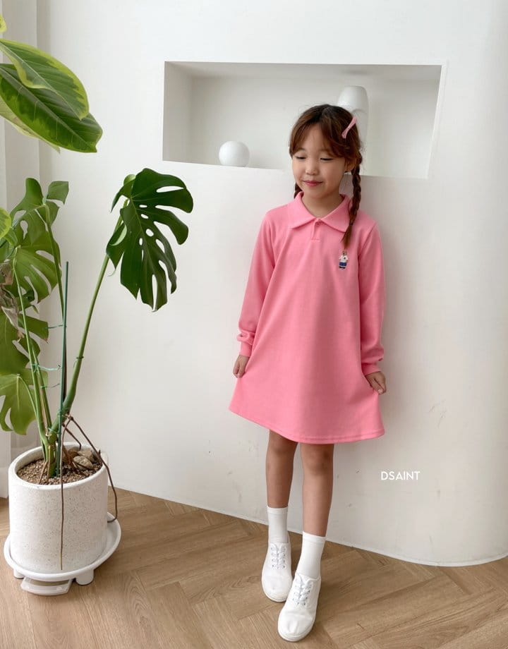 Dsaint - Korean Children Fashion - #kidzfashiontrend - D Bear Embroidery One-piece - 11