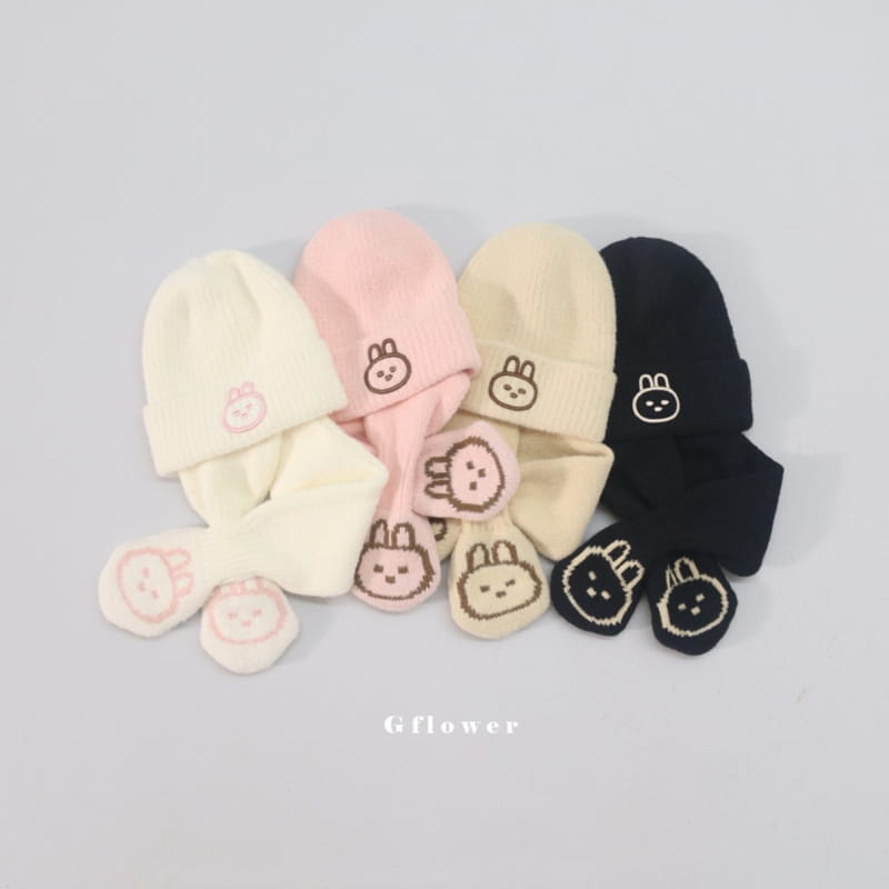 G Flower - Korean Children Fashion - #designkidswear - Rabbit Beanie Muffler Set