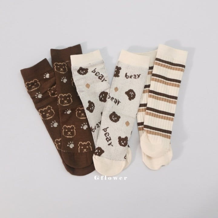 G Flower - Korean Children Fashion - #discoveringself - Brown Bear Knee Socks