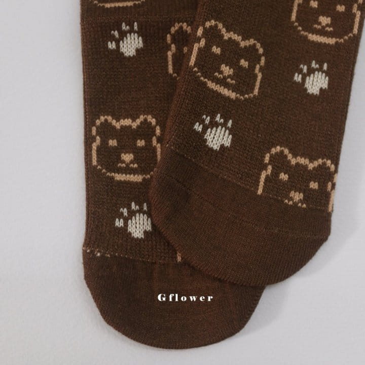 G Flower - Korean Children Fashion - #kidsshorts - Brown Bear Knee Socks - 3