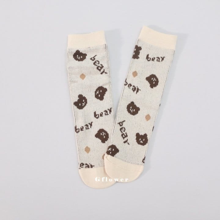 G Flower - Korean Children Fashion - #kidsshorts - Brown Bear Knee Socks - 4