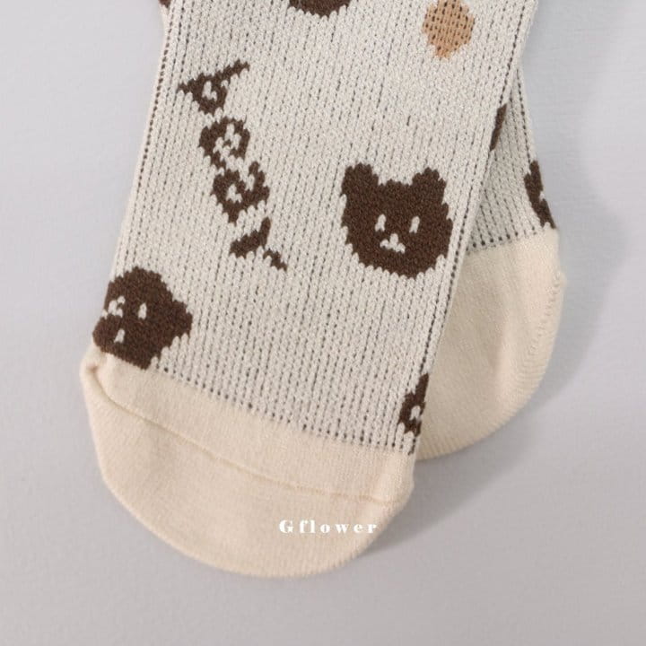 G Flower - Korean Children Fashion - #kidzfashiontrend - Brown Bear Knee Socks - 5