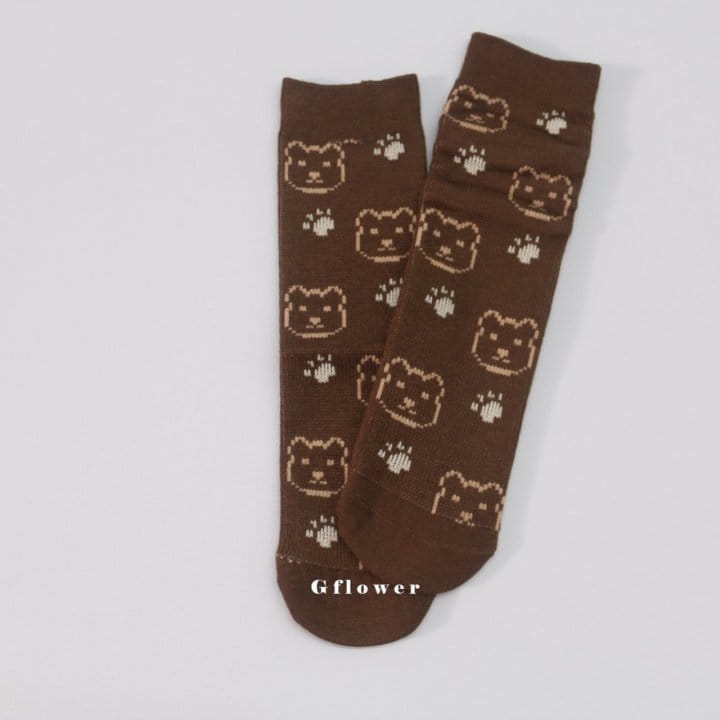 G Flower - Korean Children Fashion - #littlefashionista - Brown Bear Knee Socks - 7