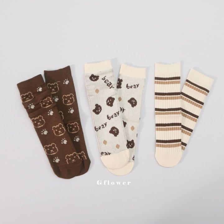 G Flower - Korean Children Fashion - #prettylittlegirls - Brown Bear Knee Socks - 10