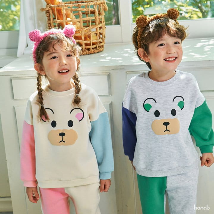 Hanab - Korean Children Fashion - #Kfashion4kids - Half Bear Top Bottom Set - 3