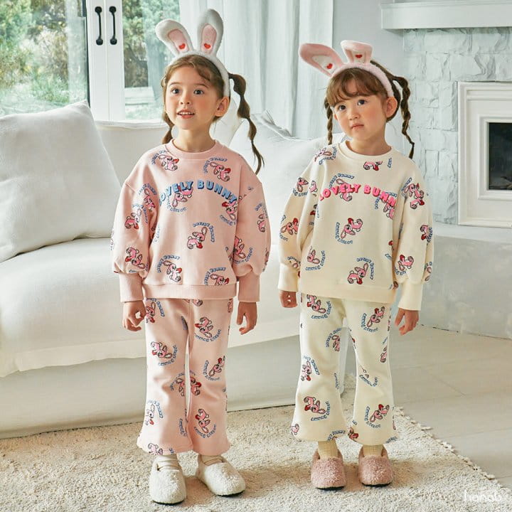 Hanab - Korean Children Fashion - #kidzfashiontrend - Lovely Bunny Top Bottom Set - 2