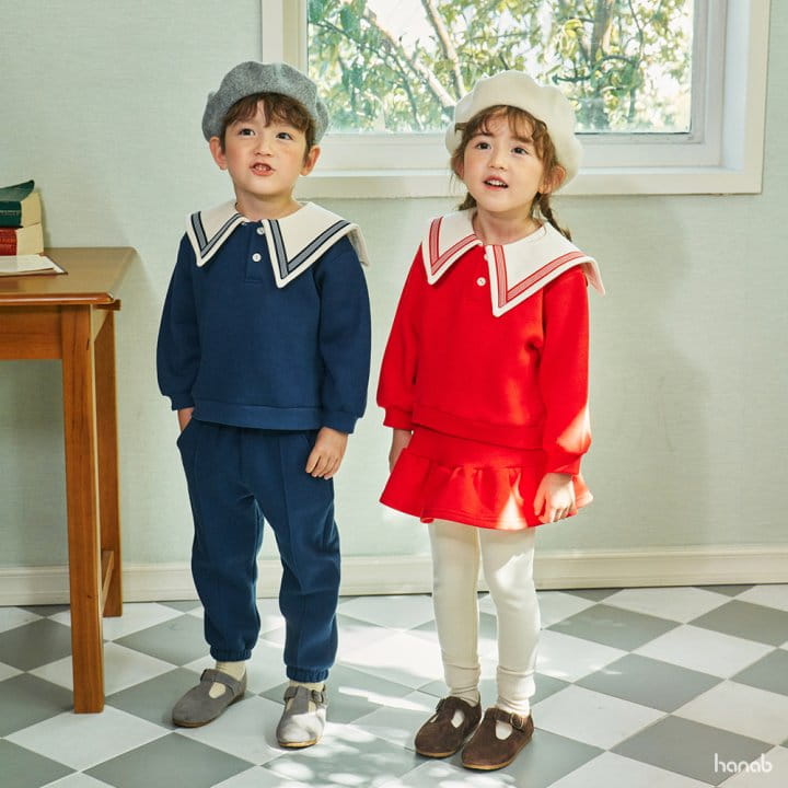 Hanab - Korean Children Fashion - #todddlerfashion - Point Collar Top Bottom Set Pants - 4