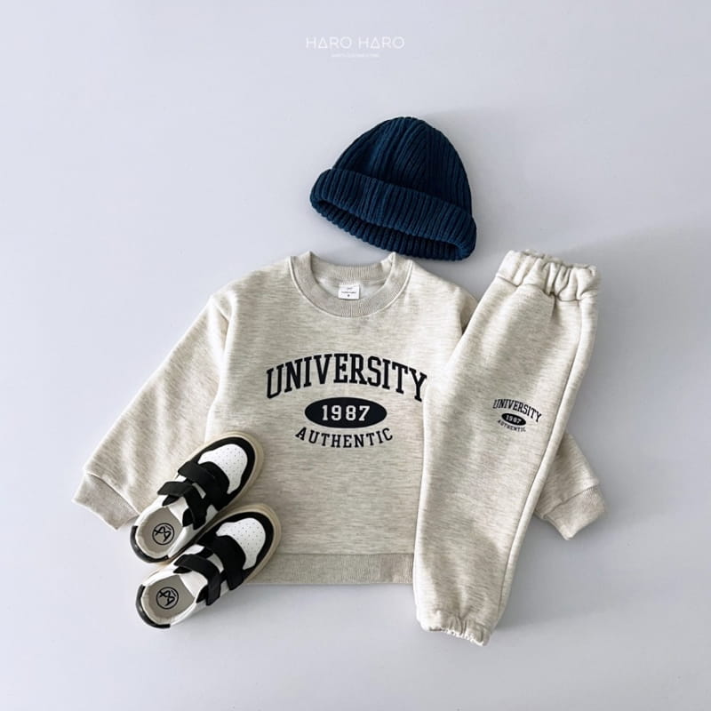 Haro Haro - Korean Children Fashion - #fashionkids - University Top Bottom Set Fleece - 10