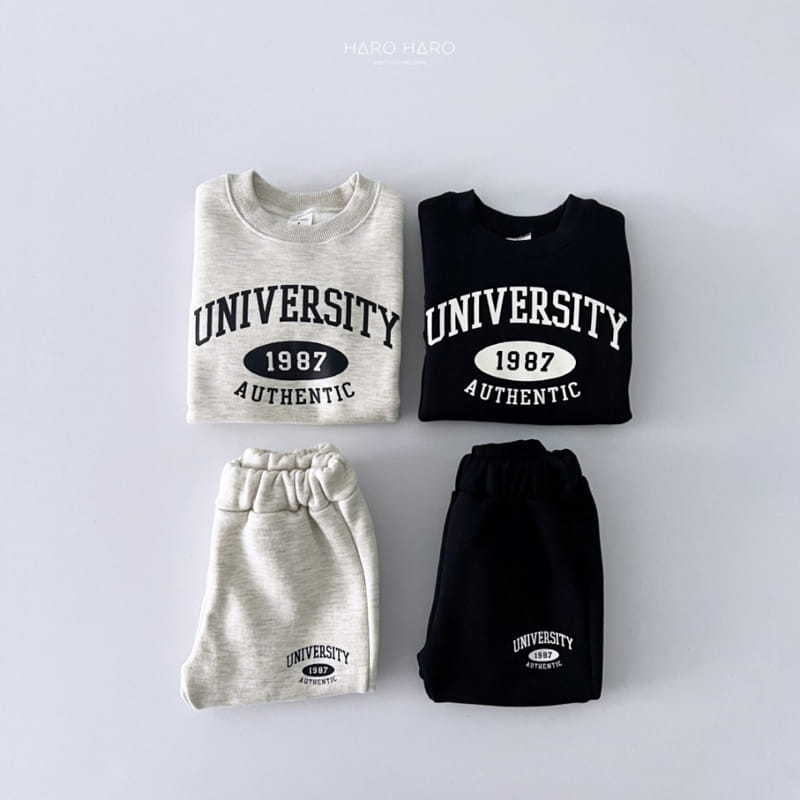 Haro Haro - Korean Children Fashion - #minifashionista - University Top Bottom Set Fleece