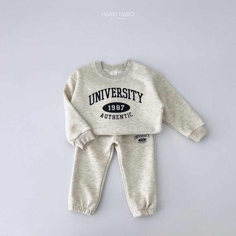 Haro Haro - Korean Children Fashion - #todddlerfashion - University Top Bottom Set Fleece - 3