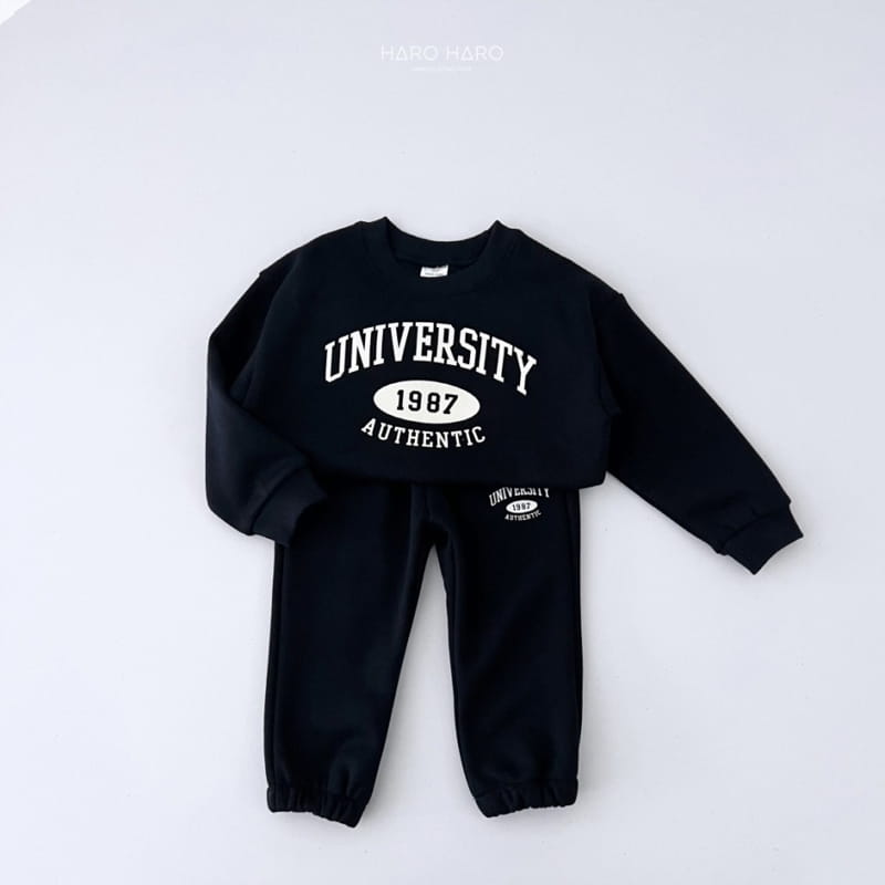 Haro Haro - Korean Children Fashion - #todddlerfashion - University Top Bottom Set Fleece - 4