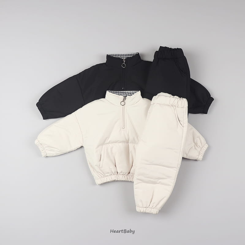 Heart Baby - Korean Children Fashion - #childofig - Padding Check Point Top Bottom Set - 11