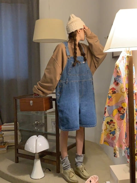 Jkichi - Korean Women Fashion - #momslook - Big Dungarees Shorts - 7