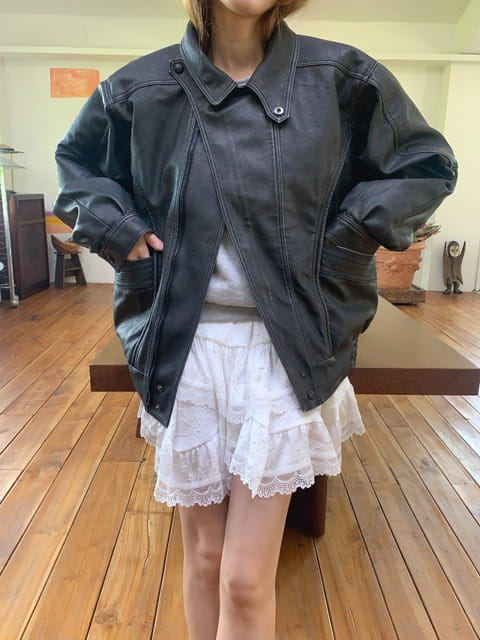 Jkichi - Korean Women Fashion - #momslook - Leather Vintage Jacket - 8