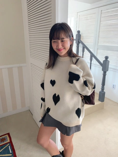 Jkichi - Korean Women Fashion - #thelittlethings - Mare Heart Knit Tee - 6