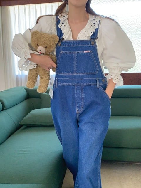 Jkichi - Korean Women Fashion - #vintagekidsstyle - Cobalt Dungarees Pants - 2