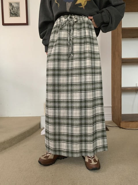 Jkichi - Korean Women Fashion - #womensfashion - Check Long Skirt - 8