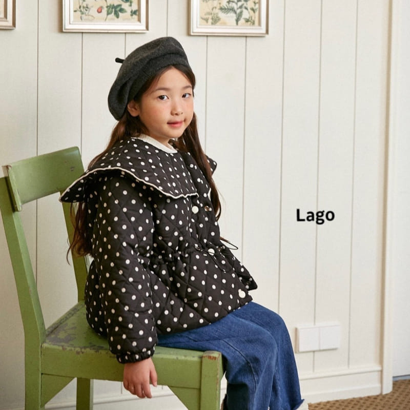 Lago - Korean Children Fashion - #childrensboutique - Dot Collar Padding Jacket - 9